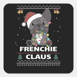 Pegatina Cuadrada Navidades de Bulldog de Francia cantan FRENCHIE CL