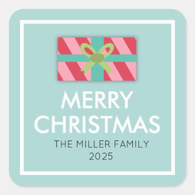 Pegatina Cuadrada Navidades de cajas de regalo (Anverso)