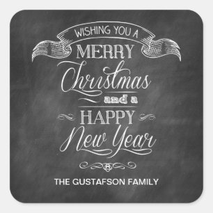 Pegatina Cuadrada Navidades de Chalkboard Wish