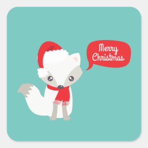 Pegatina Cuadrada Navidades de colores retro Fox
