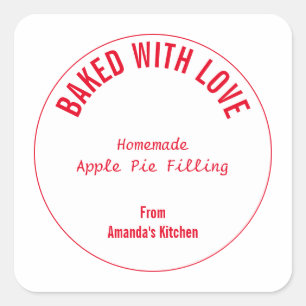 Pegatina Cuadrada Navidades de comida caseros Personalizado fiesta d