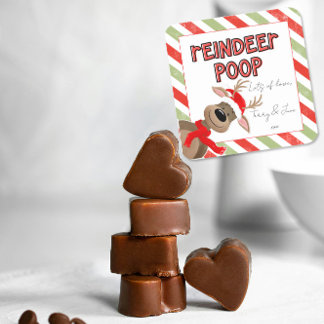 Pegatina Cuadrada Navidades de Copa de Renos Graciosos Favorecen La