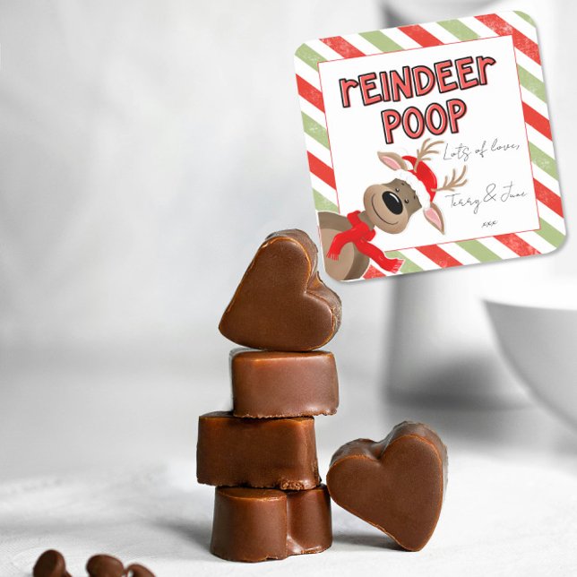 Pegatina Cuadrada Navidades de Copa de Renos Graciosos Favorecen La  (Subido por el creador)