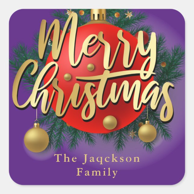 Pegatina Cuadrada Navidades de copas de invierno de rama de Snowflak (Anverso)