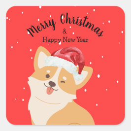 Pegatina Cuadrada Navidades de Corgi