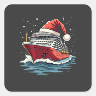 Pegatina Cuadrada Navidades de crucero para familias con de juego