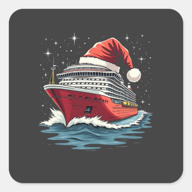 Pegatina Cuadrada Navidades de crucero para familias con  de juego (Anverso)