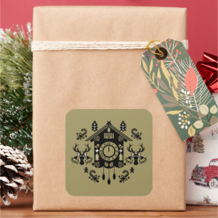 Pegatina Cuadrada Navidades de Cuckoo Clock de Alemania