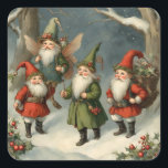 Pegatina Cuadrada Navidades de cuentos de hadas añejos en el bosque<br><div class="desc">Navidades ilustracion de cuento de hadas</div>