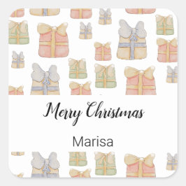 Pegatina Cuadrada Navidades de Cute Boho regalos pintados a mano