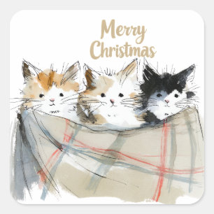 Pegatina Cuadrada Navidades de Cute Kittens