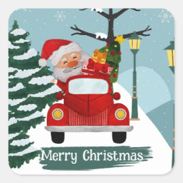 Pegatina Cuadrada Navidades de Cute Santa