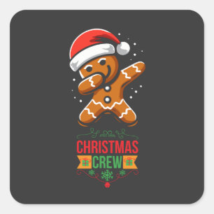 Pegatina Cuadrada Navidades de Dabbing Gingerbread