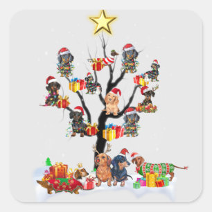 Pegatina Cuadrada Navidades De Dachshund En Ideas De Regalo De Camis