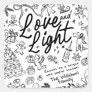 Pegatina Cuadrada Navidades de dibujo a mano