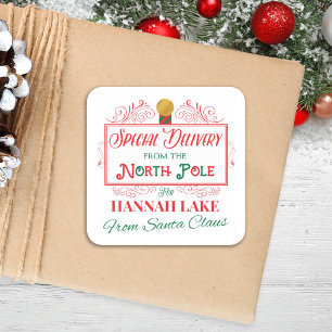 Pegatina Cuadrada Navidades de entrega especiales personalizados