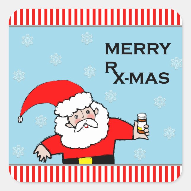 Pegatina Cuadrada navidades de farmacia pegatinas de vacaciones (Anverso)