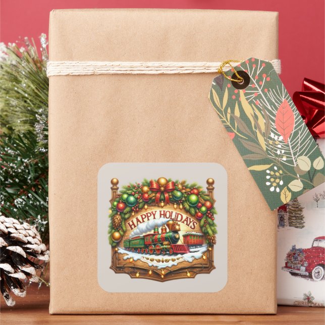 Pegatina Cuadrada Navidades de Felices Fiestas (Vacaciones)