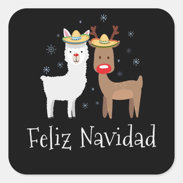 Pegatina Cuadrada Navidades de Feliz Llamada Navidad llaman regalo (Anverso)
