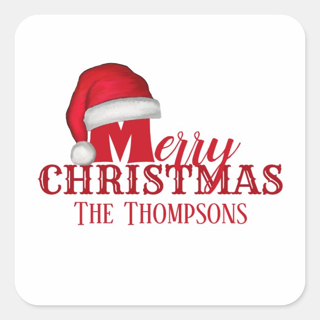 Pegatina Cuadrada Navidades de feriado del caprichoso Red Santa Clau (Anverso)