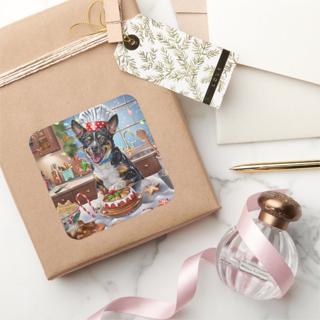 Pegatina Cuadrada Navidades de feriados de feriado de ganado austral (Regalar)