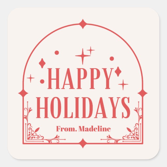 Pegatina Cuadrada navidades de fiesta tardía moderna (Anverso)