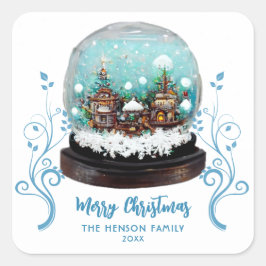 Pegatina Cuadrada Navidades de Foliage de Glass Snowball Winter Vill