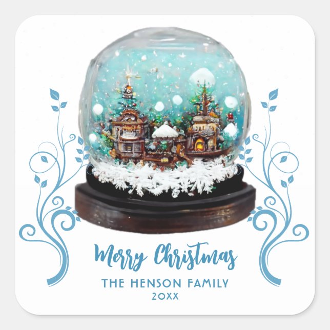 Pegatina Cuadrada Navidades de Foliage de Glass Snowball Winter Vill (Anverso)
