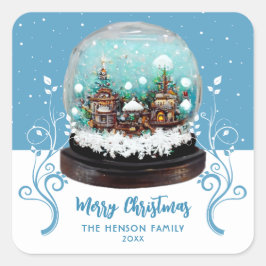 Pegatina Cuadrada Navidades de Foliage de Glass Snowball Winter Vill