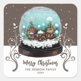 Pegatina Cuadrada Navidades de Foliage de Glass Snowball Winter Vill