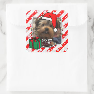 Pegatina Cuadrada Navidades de fotografía personalizado Santa Hat Ma
