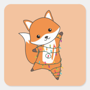 Pegatina Cuadrada Navidades de Fox Nieve Animales Animales De Invier