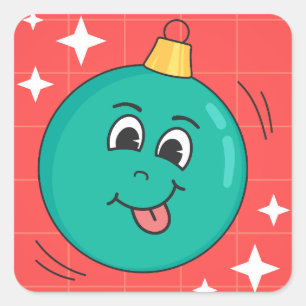 Pegatina Cuadrada Navidades de globo afrontan sonrisa feliz personal