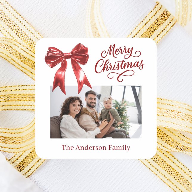 Pegatina Cuadrada Navidades de guiones blancos con fotos de la proa  (Subido por el creador)