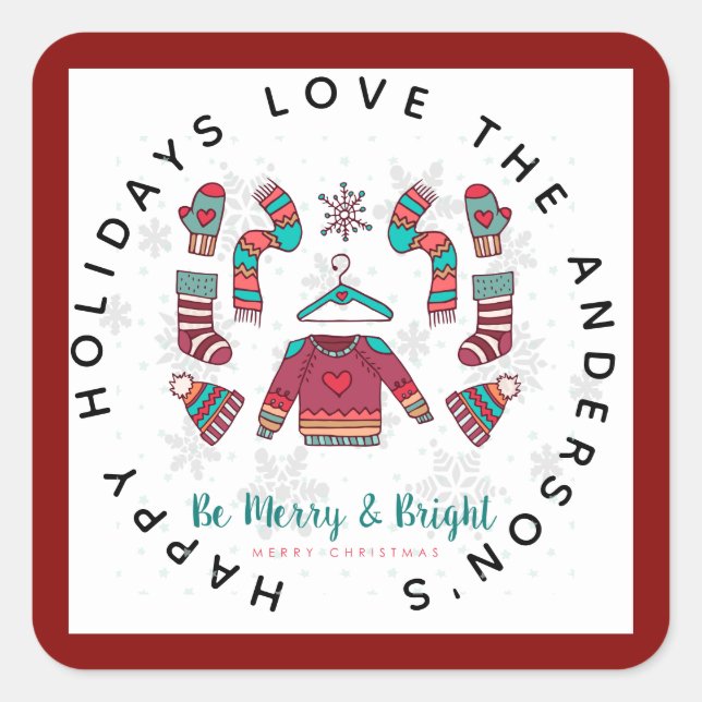 Pegatina Cuadrada Navidades de Higgge Bolsas de regalo de regalo par (Anverso)