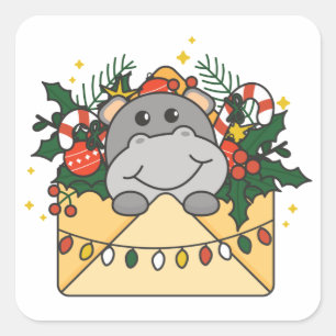 Pegatina Cuadrada Navidades de Hippo Carta Animales de Invierno Hipp