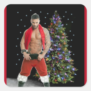 Pegatina Cuadrada Navidades de Hunk Buff Santa