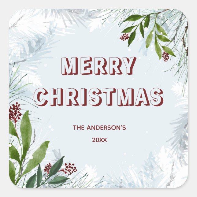 Pegatina Cuadrada Navidades de invierno (Anverso)