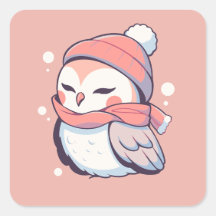 Navidades de invierno rosado y adorables Owl Kawai