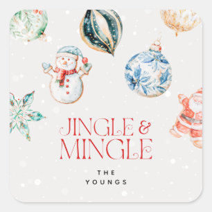 Pegatina Cuadrada Navidades de jingle y mingle festivos
