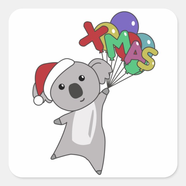 Pegatina Cuadrada Navidades de Koala Nieve Animales De Invierno Koal (Anverso)