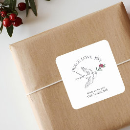 Pegatina Cuadrada Navidades de la alegría por la paz pájaro de la ni