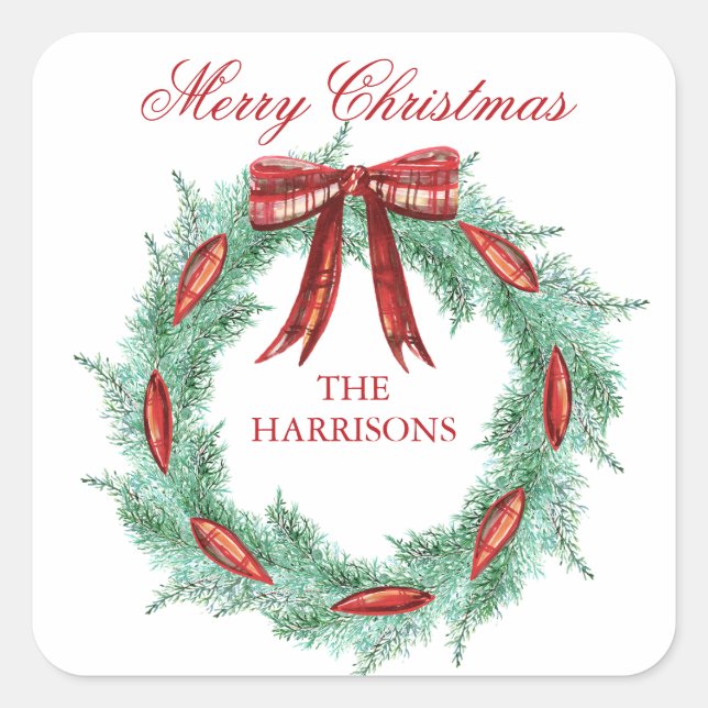 Pegatina Cuadrada Navidades de la banda de la cinta de la placa de c (Anverso)