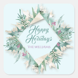 Pegatina Cuadrada Navidades de la Belly de los cerezos Felices Fiest