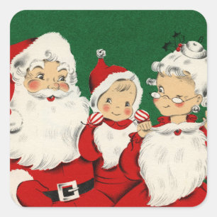 Pegatina Cuadrada Navidades de la Familia Santa Vieja