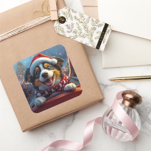 Pegatina Cuadrada Navidades de la Pascua de Ruedas de Ganado Ganado  (Regalar)