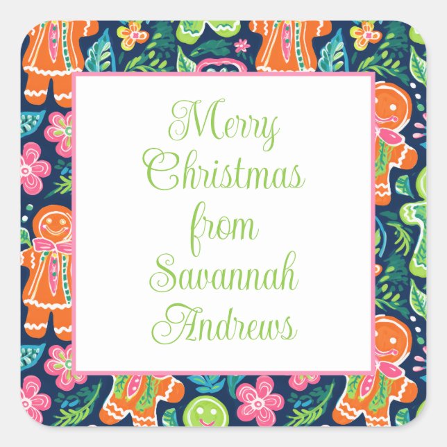 Pegatina Cuadrada Navidades de la Playa de Palm Brillante Cocinas de (Anverso)