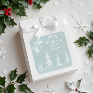 Pegatina Cuadrada Navidades de la Selva Snowy en invierno