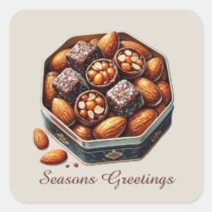 Pegatina Cuadrada Navidades de la temporada de dulces festivos