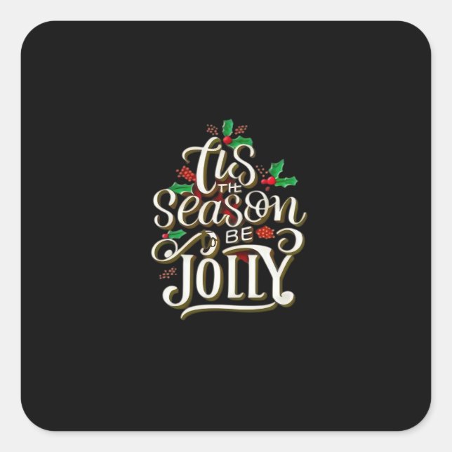 Pegatina Cuadrada Navidades De La Temporada De Jolly (Anverso)